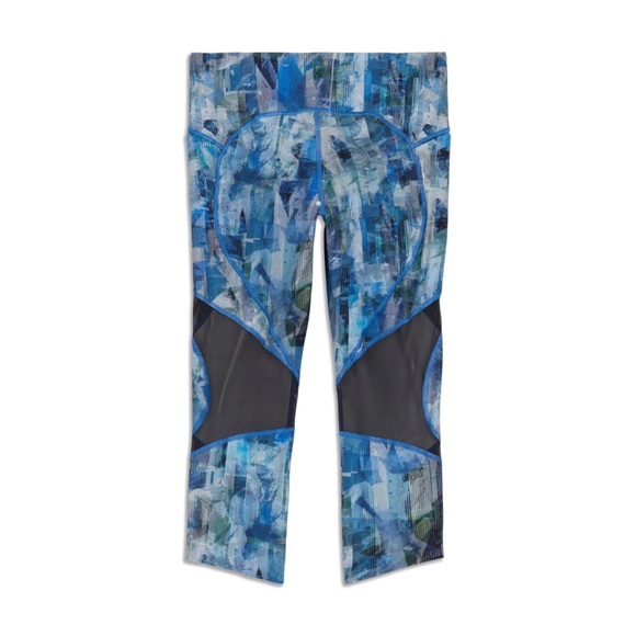 Lululemon Women’s Blue Abstract Mesh Panel Crop Leggings Size 10 - Picture 8 of 16
